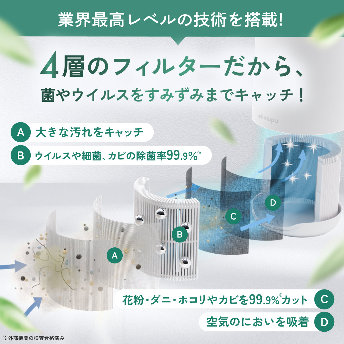 【空気から快眠を。寝室にもやさしく快適】ONPU にこタッチ空気清浄機