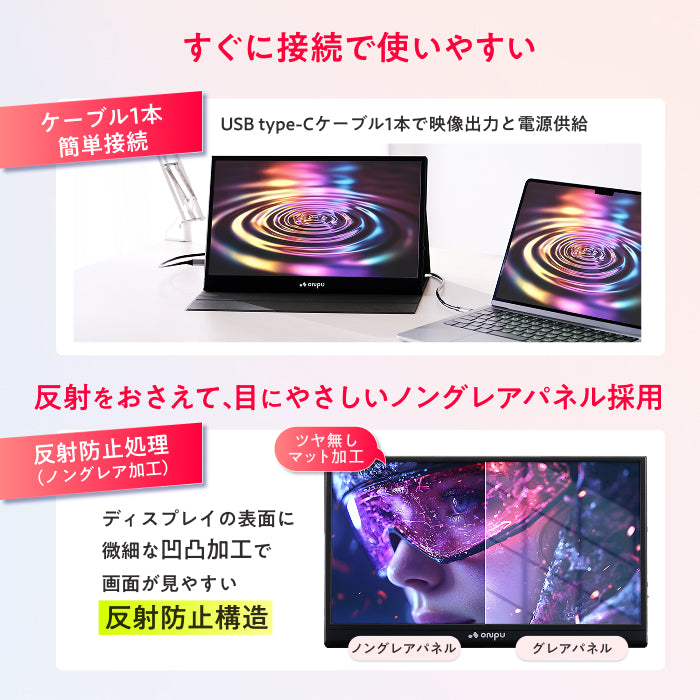 【仕事も遊びも快適に 簡単操作で高画質×大画面】ONPU ポータブルディスプレイ