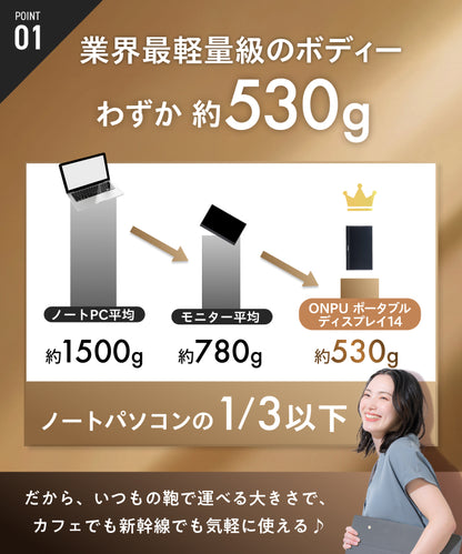 【縦も横も快適 軽量530gの日本企業】ポータブルディスプレイ14