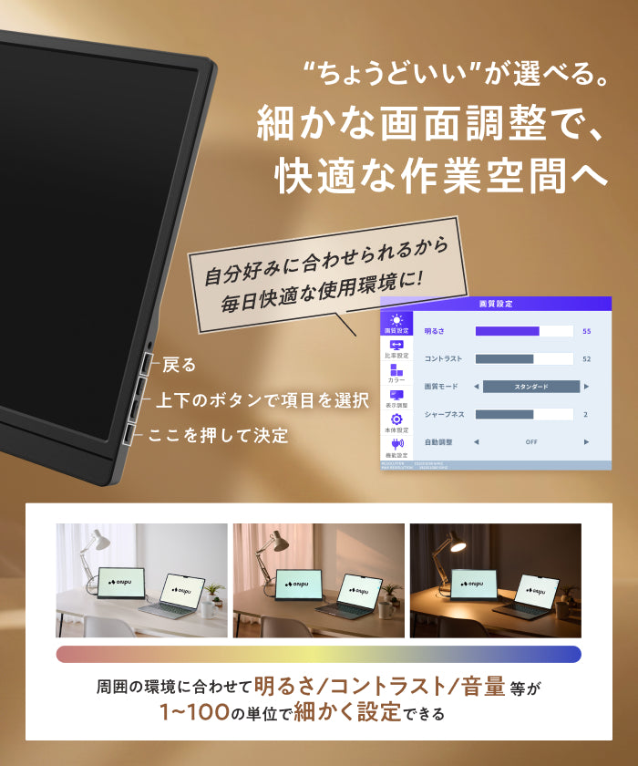【縦も横も快適 軽量530gの日本企業】ポータブルディスプレイ14