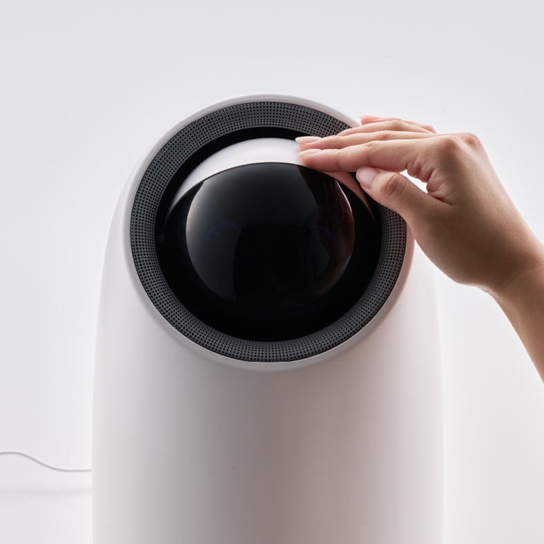 onpuのにこタッチ空気清浄機の風量強の操作イメージ