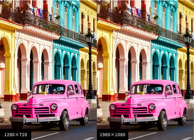 HDとFHDモニターの解像度の比較図