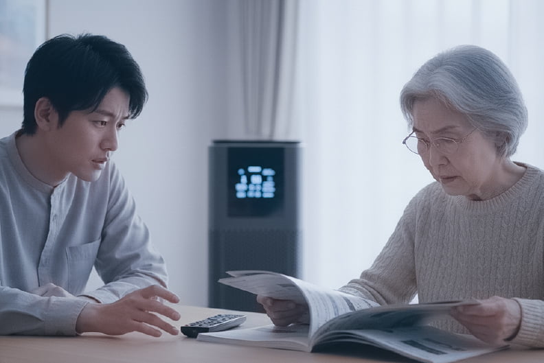 高齢者の親に家電の使用方法を教えるが難しくて理解できない親に悩む息子